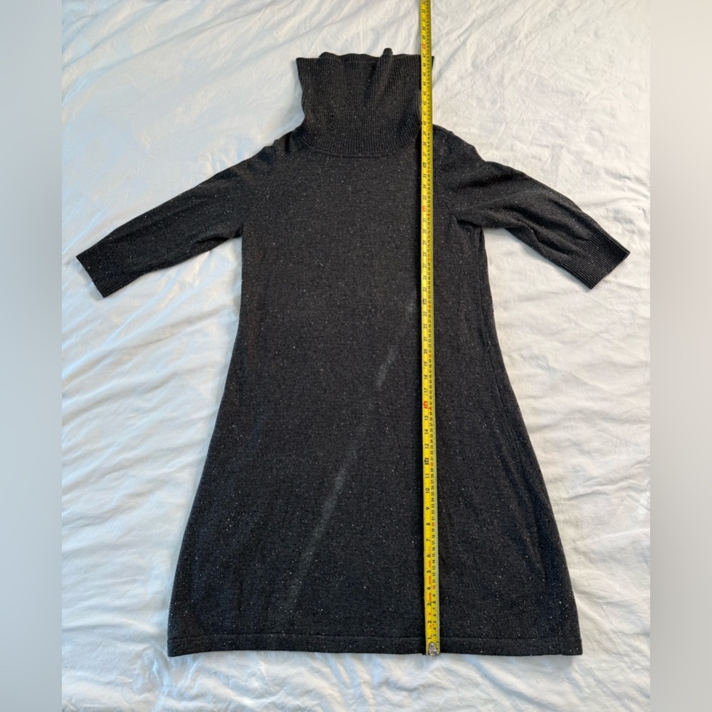 Talbots 1X Charcoal Speckled Knit Turtleneck Sweater Dress Stretch - Picture 8 of 12